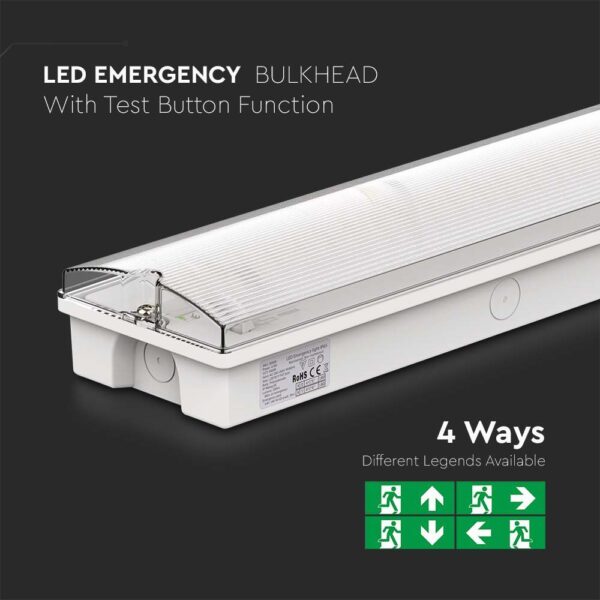 3W LED Emergency Exit Light Self Test Button 6400K