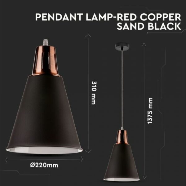 Modern Pendant Light Red Copper + Sand Black E27