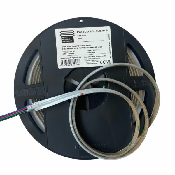 15W/m LED COB Strip Light RGB, 500lm/M, 5 meter reel, 3 years warranty